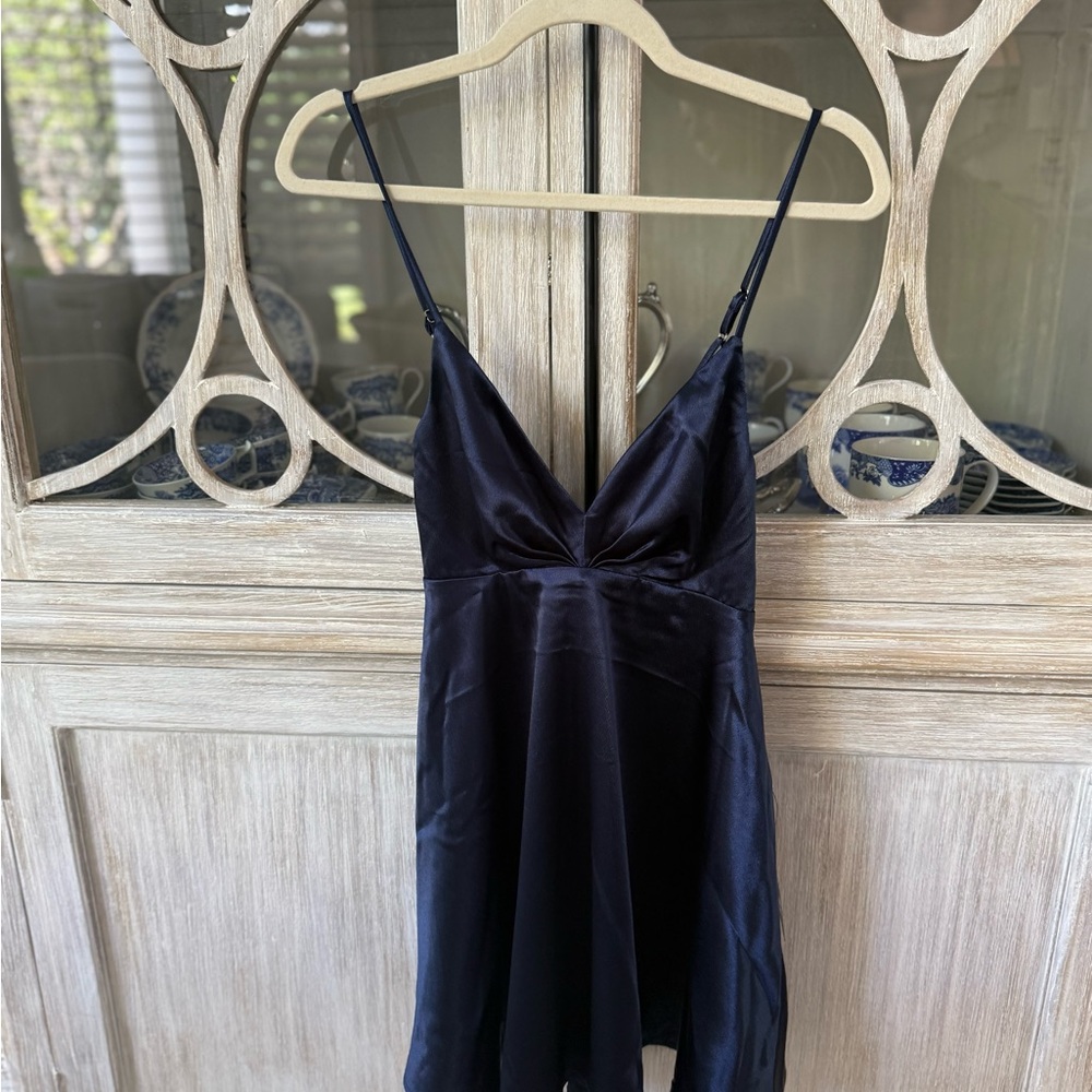 Lulu's Midnight Blue Satin Gown
